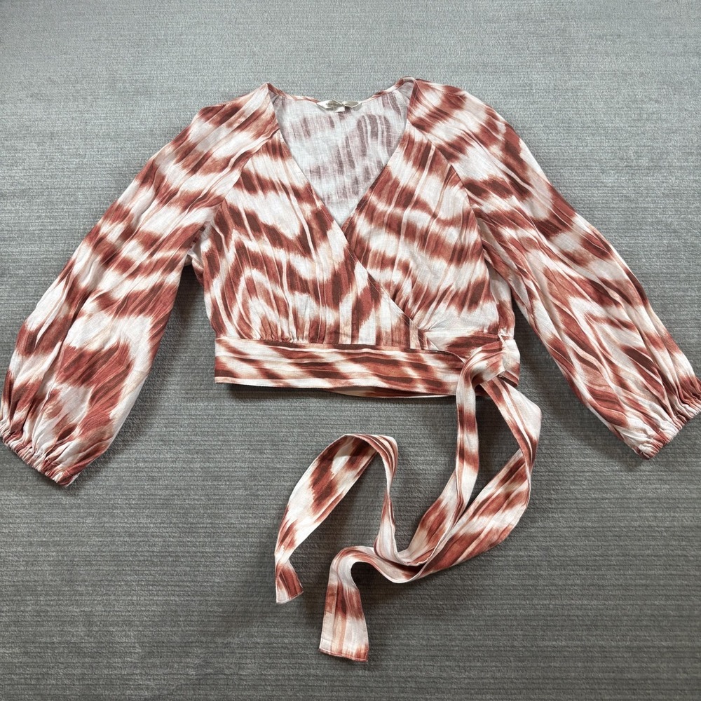 Banana Republic Linen Top Women S Linen Striped Wrap Cropped Minimalist Coastal